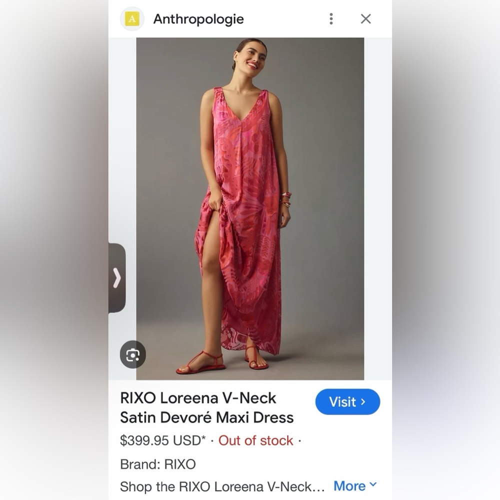 Anthropologie / RIXO Ladies Vibrant Pink Red Loreena Devore Maxi Dress-14